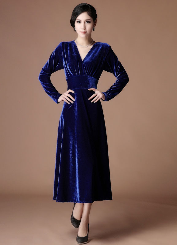 royal blue tea length dress