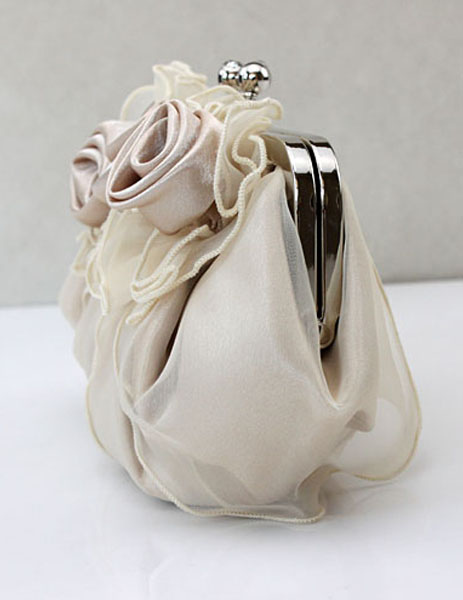 pink satin evening bag