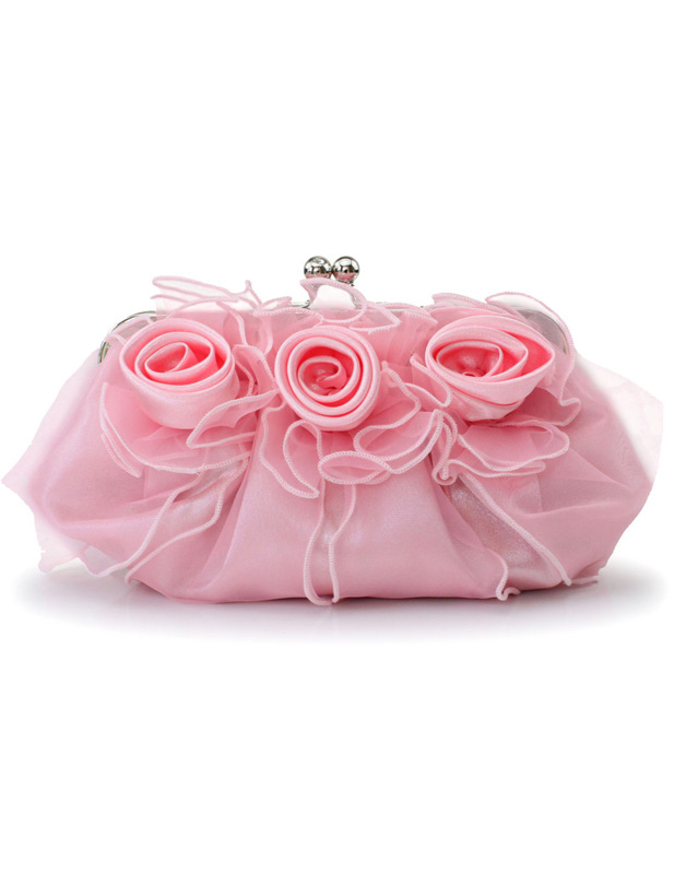 pink satin evening bag