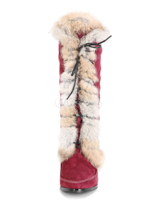 red wedge heel boots