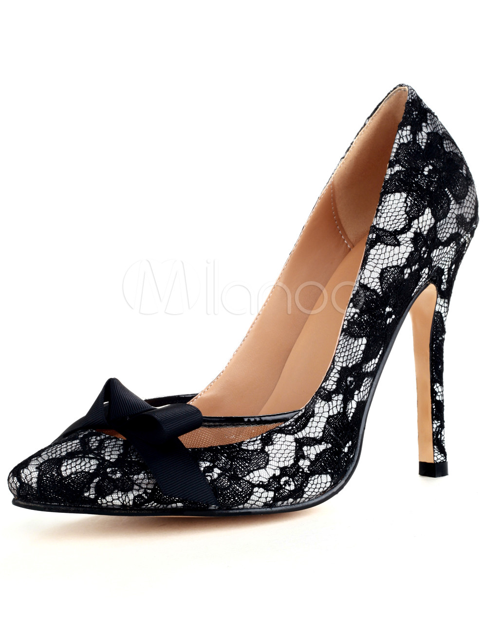 mesh pointed toe heels