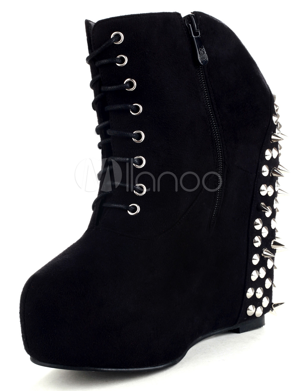 lace up wedge booties