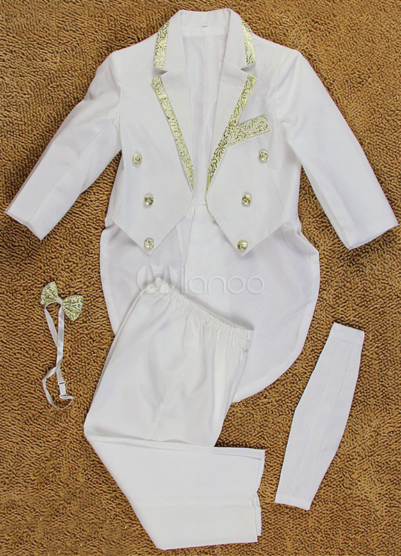 Noble White Synthetic Ring Bearer Suits