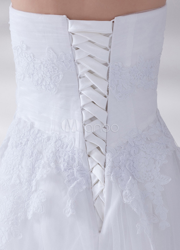 White A-line Sweetheart Floral Wedding Dress For Bride - Milanoo.com