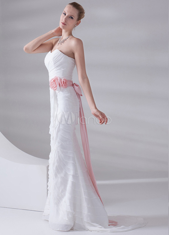 Elegant White Sash Sweetheart Neck Mermaid Bridal Wedding Dress ...