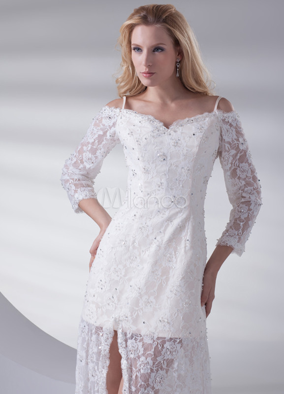 long white sheath gown