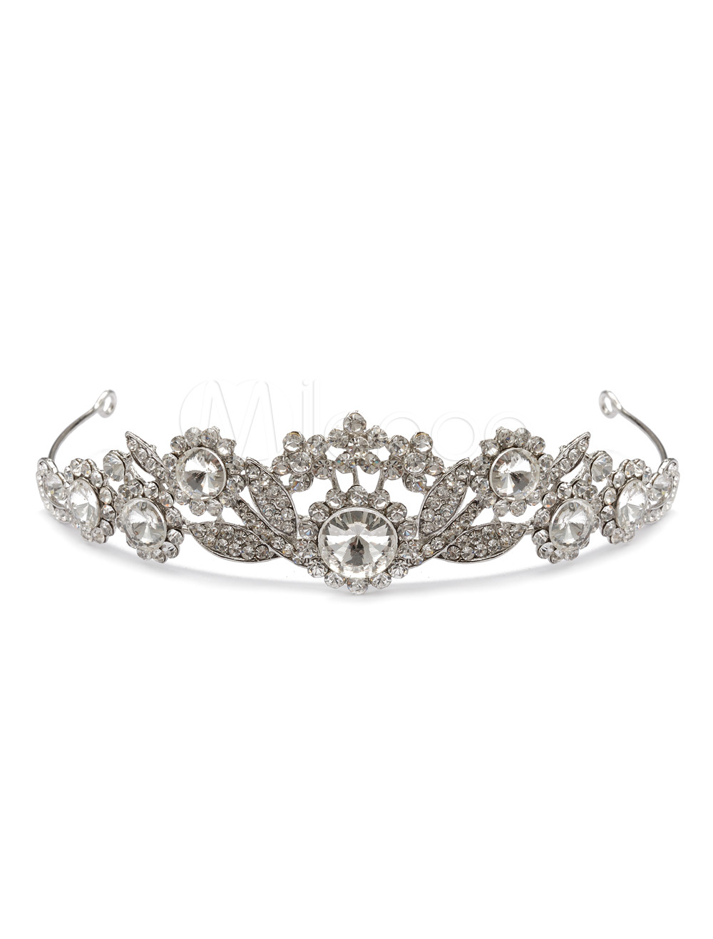 Charming Floral Silver Metal Wedding Bride's Tiara