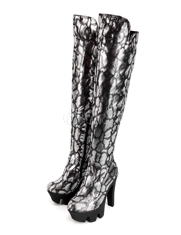 over the knee boots snake skin