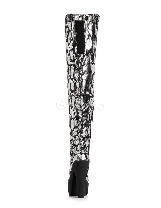 over the knee boots snake skin