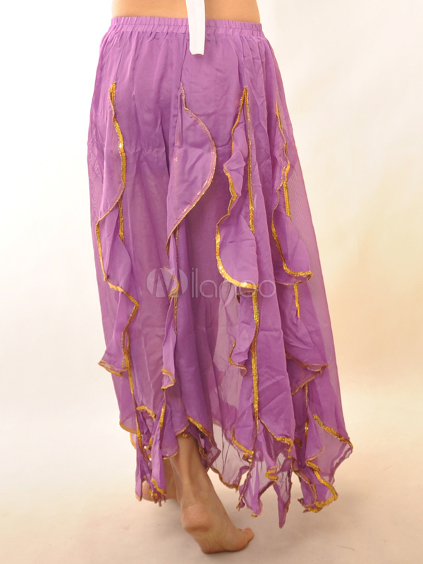 Purple Pleated Chiffon Belly Dance Long Skirt - Milanoo.com