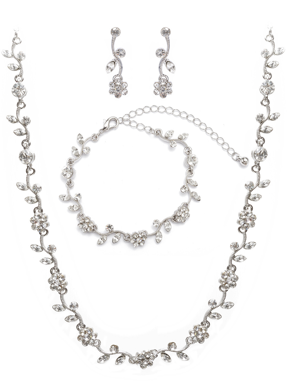 Floral Silver Metal Wedding Jewelry Set - Milanoo.com