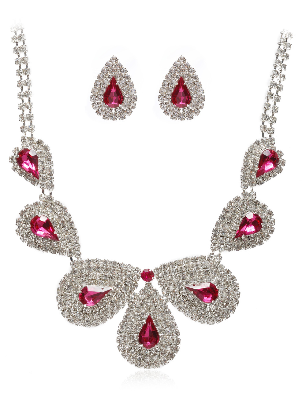 Fuchsia Metal Bride's Wedding Jewelry Set - Milanoo.com