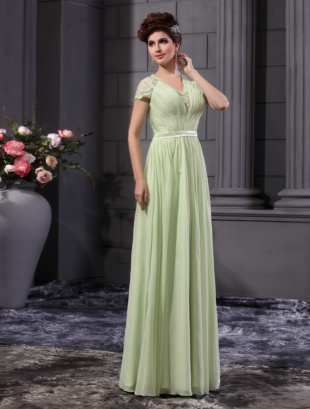 sage formal gown