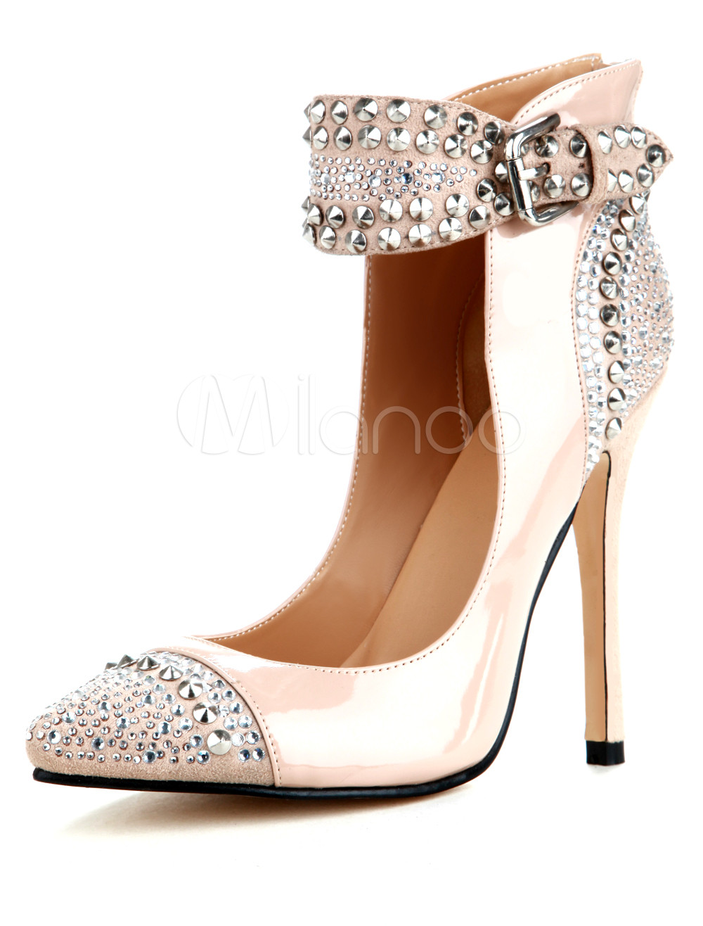 Apricot Pointed Toe Patent Leather High Heels