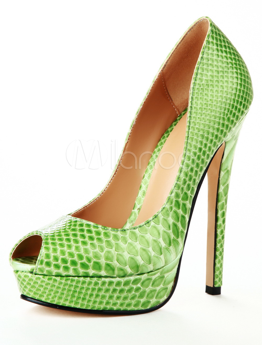 green snake print shoes