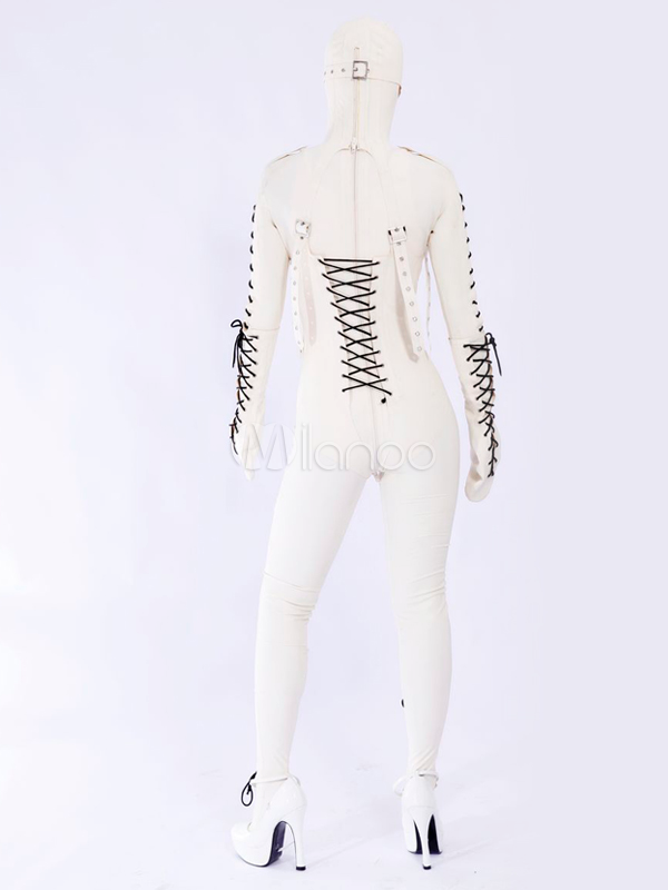 Halloween Stylish White Unisex Bodysuit Latex Catsuit Halloween 0713