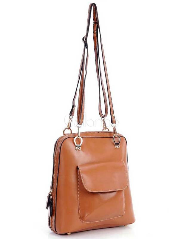 Cute Deep Brown Distressed PU Leather Women's Shoulder Bag - Milanoo.com