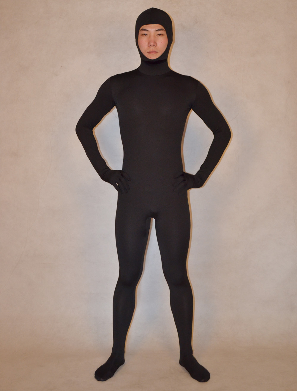 Morph Suit Black Zentai Suit Lycra Spandex Bodysuit with Face Opened ...