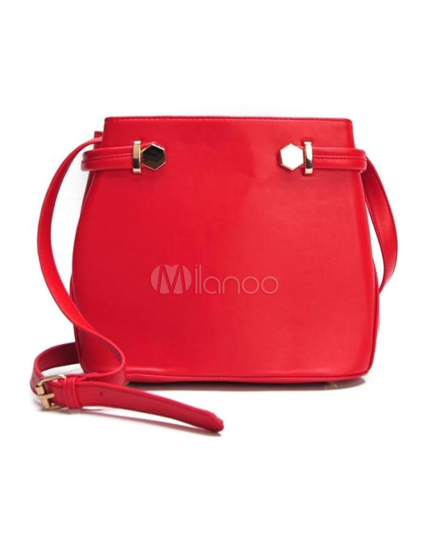 Cute Red Metallic PU Leather Women's Shoulder Bag - Milanoo.com