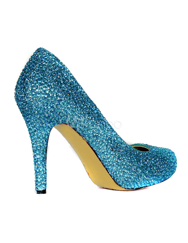 blue sparkly high heels