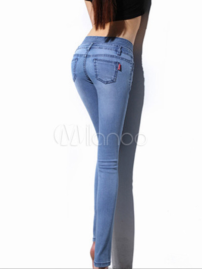 Sky Blue Hermosos jeans Slim Waist mujer Sexy Denim para High E29YeWHDI