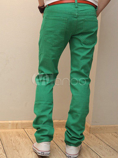 Pantalon Verde De Algodon Para Hombres Milanoo Com