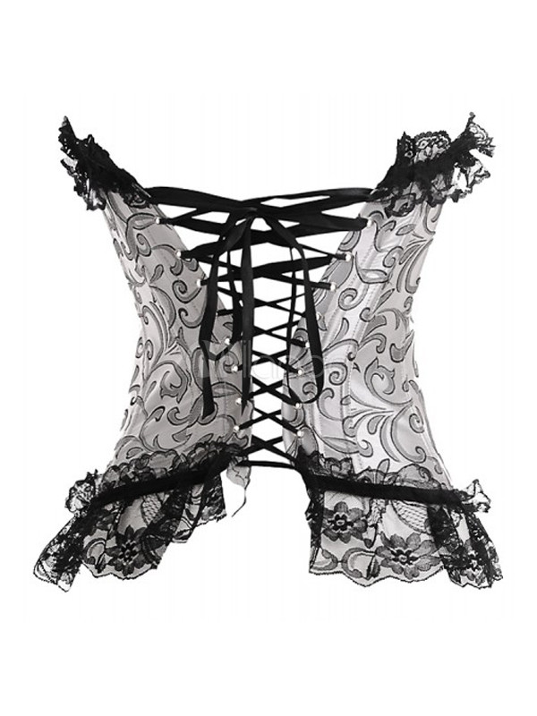 floral woven jacquard ruched bust split hem corset