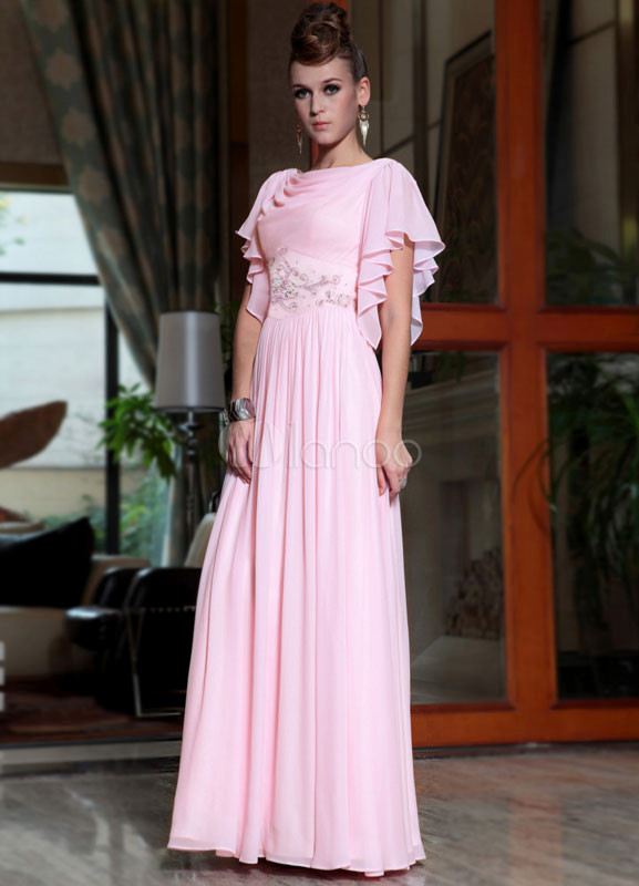 Pink Peter Pan Collar A-line Embroidered Pretty Prom Dress - Milanoo.com