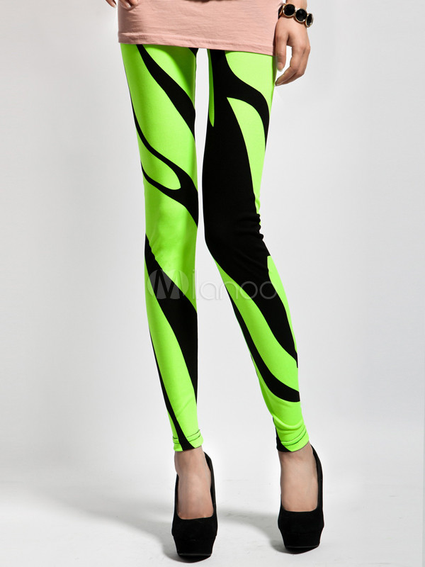 Cool Green Color Block Leggings