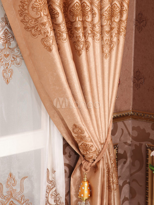 Fashion Deep Apricot Color Jacquard Polyester Chic Blackout