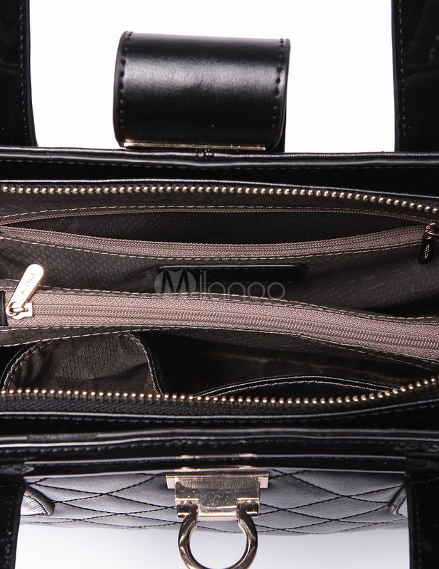 Casual Black Quilted Cowhide Women's Tote Bag