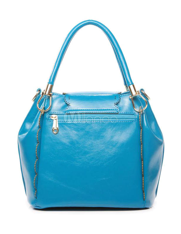 Lovely Blue Cut Out PU Leather Woman's Tote Bag - Milanoo.com