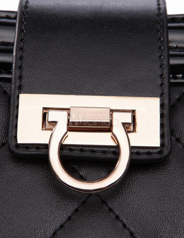 Casual Black Quilted Cowhide Women's Tote Bag