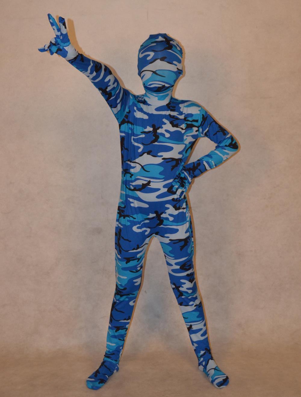 halloween zentai spandex lycra blue full bodysuits