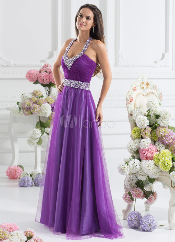 Deep Purple Halter Dress