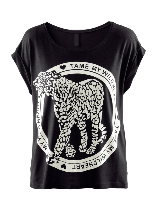Animal Print Short Sleeves Tee Shirt - Milanoo.com