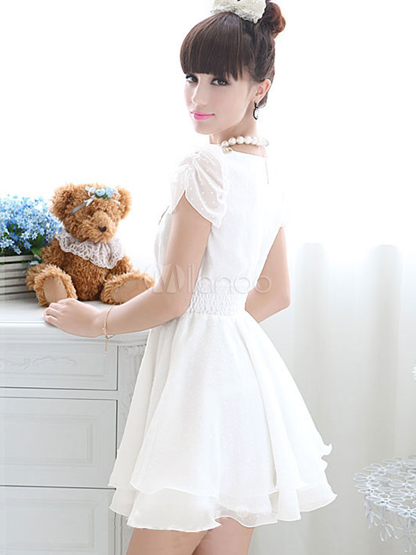 white chiffon skater dress