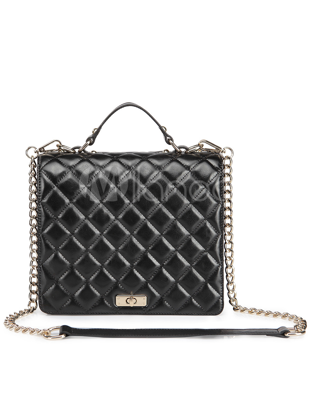 Black Sweet Quilted Cowhide Women's Shoulder Bag