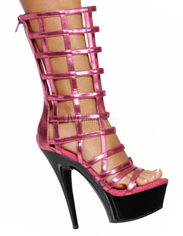 open toe high heel boots