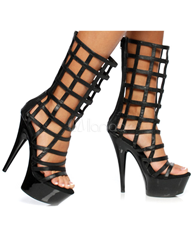 open toe high heel boots