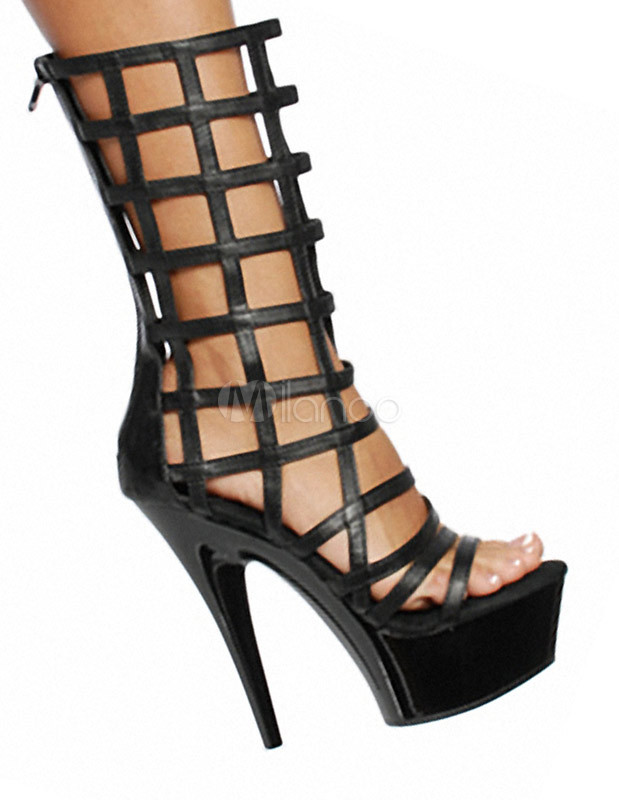 open toe high heel boots