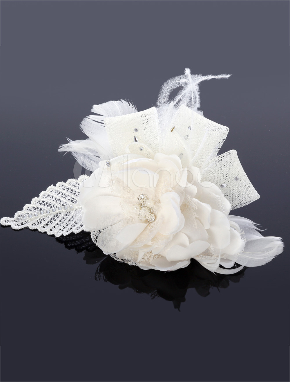 Glamourous Ivory Satin Bridal Wedding Head Flower