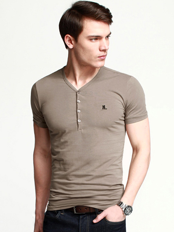 Black Buttons Denim T-Shirt For Men - Milanoo.com