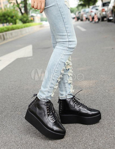 cute cheap black wedge booties