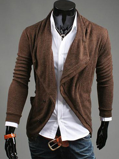 Unique Asymmetrical Solid Color Cotton Men's Casual Cardigan - Milanoo.com