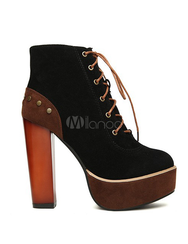 round toe chunky heel booties