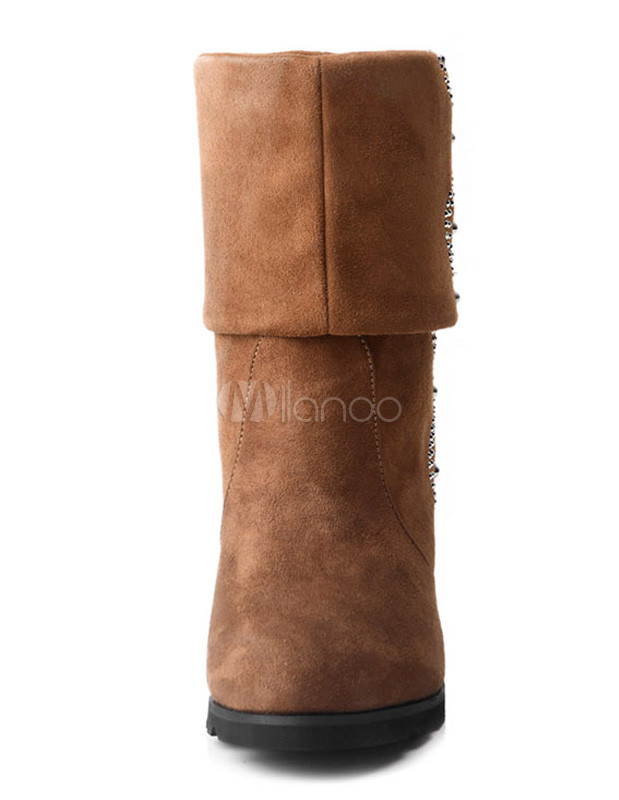 brown calf boots heel