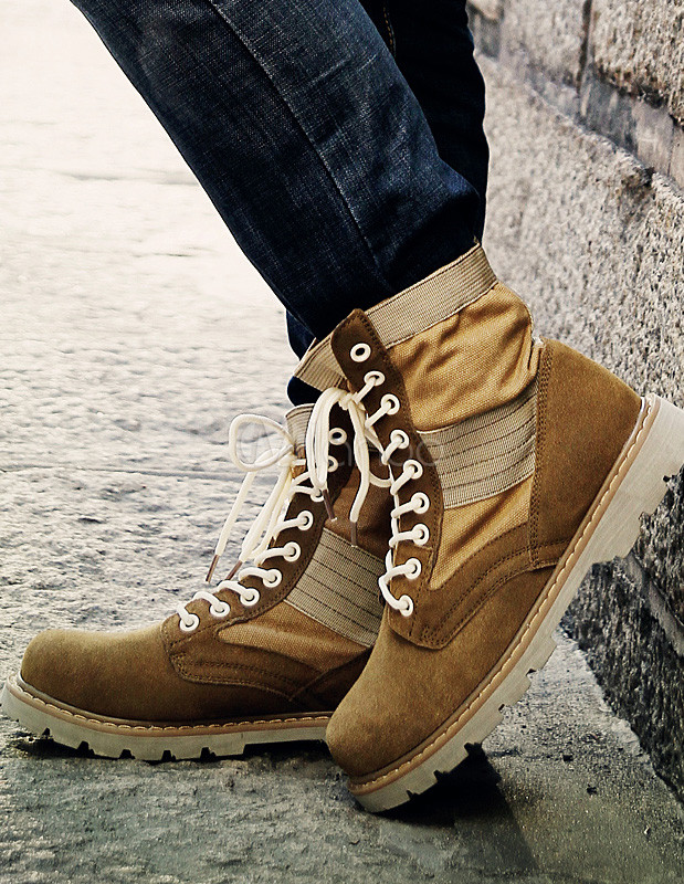 Cowhide LaceUp Round Toe Comfortable Boots for Men