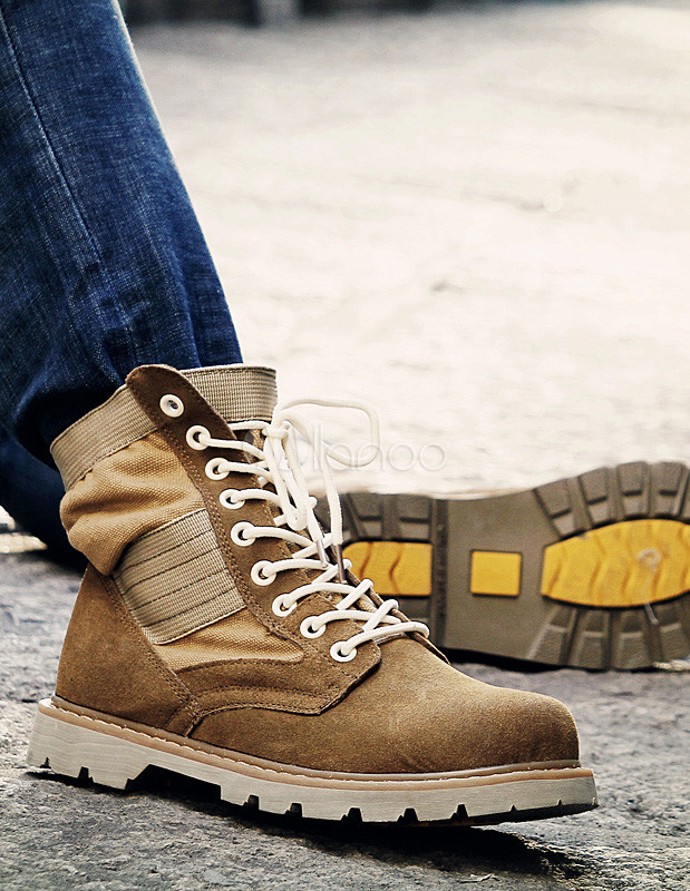 Cowhide LaceUp Round Toe Comfortable Boots for Men