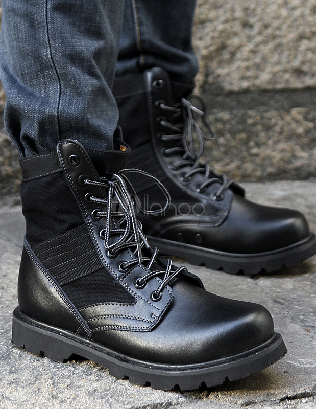 Cowhide LaceUp Round Toe Comfortable Boots for Men